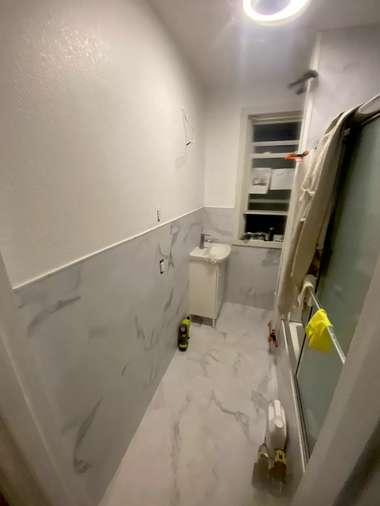 Tile shower, in progress